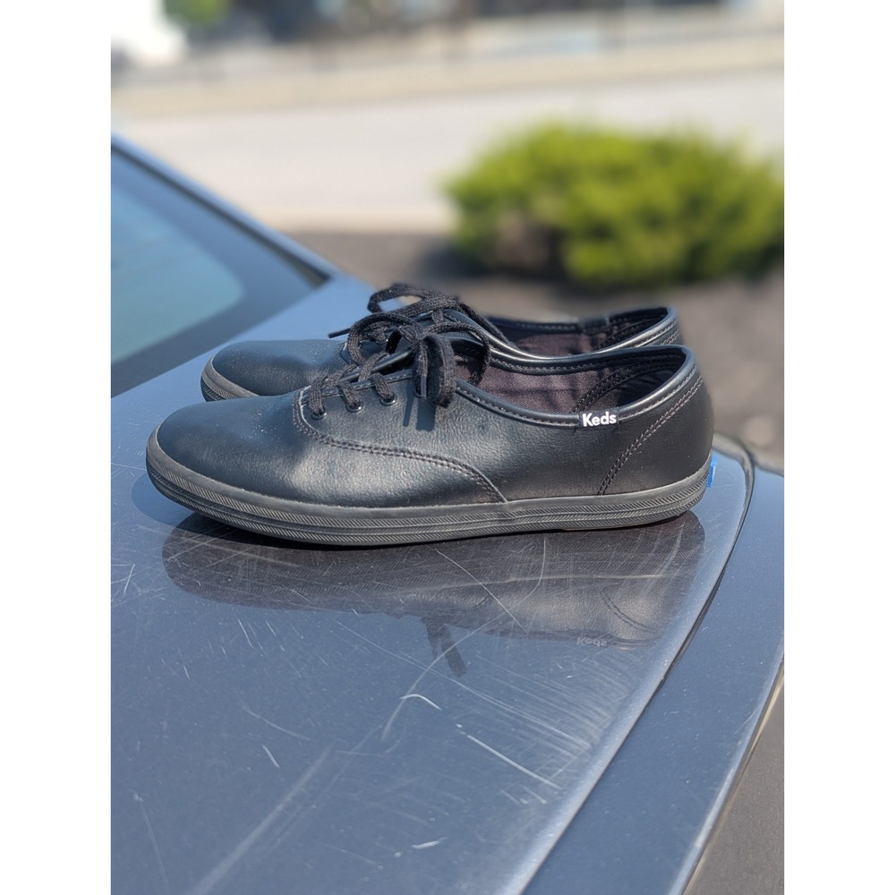 Minimalist Keds Black Champion Leather Sneakers Size 7.5 Capsule Casual Shoes - Picture 3 of 9
